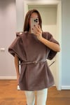 KAŞE PREMİUM KEMERLİ PANÇO-KAHVE