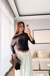 KAYIK YAKA KAHVERENGİ BLUZ