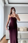 KORSE TARZI DRAPELİ ELBİSE-BORDO