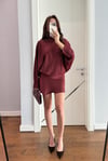 MARKA MODEL SATEN BAĞLAMALI ELBİSE-BORDO