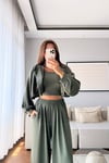 MODAL KUMAŞ KAPÜŞONLU CROP 3'LÜ TAKIM