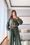 MODAL KUMAŞ KAPÜŞONLU CROP 3'LÜ TAKIM