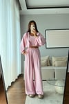 MODAL KUMAŞ KAPÜŞONLU CROP 3'LÜ TAKIM-PEMBE