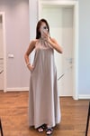 MUADİL HALTER YAKA ELBİSE-VİZON