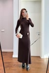 MUADİL TOKA DETAYLI ELBİSE-ACI KAHVE