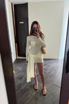 ÖNÜ BAĞLAMALI SİMLİ ELBİSE