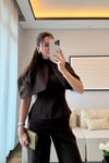 PELERİN BLUZ PANTOLON TAKIM-ACI KAHVE