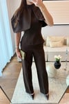PELERİN BLUZ PANTOLON TAKIM-ACI KAHVE