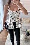 PEPLUM DETAYLI PUANTİYELİ BLUZ