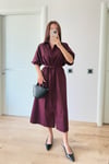 PREMİUM KUŞAKLI ELBİSE BORDO