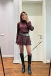 SATEN DİK YAKA BLUZ KEMERLİ ETEK TAKIM