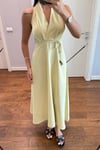SİENA HALTER YAKA  KETEN ELBİSE-YEŞİL