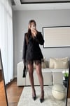 SİYAH DANTEL DETAYLI BLAZER CEKET