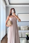 STARPLEZ TENSEL ELBİSE-BEJ