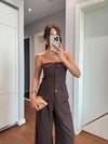 STRAPLEZ DÜĞMELİ KETEN TAKIM
