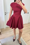 TASARIM ARKA DEKOLTELİ BORDO ELBİSE