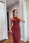 TOPARLAYICI KUMAŞ ELBİSE KİREMİT