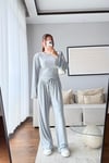 VATKALI BLUZ PANTOLON TAKIM-GRİ
