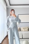 VATKALI BLUZ PANTOLON TAKIM-GRİ
