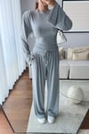 VATKALI BLUZ PANTOLON TAKIM-GRİ