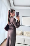 VATKALI BLUZ PANTOLON TAKIM-KAHVERENGİ