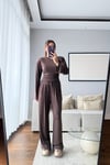 VATKALI BLUZ PANTOLON TAKIM-KAHVERENGİ
