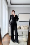 VATKALI BLUZ PANTOLON TAKIM-SİYAH