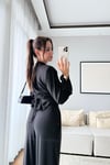 VATKALI BLUZ PANTOLON TAKIM-SİYAH