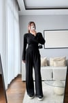 VATKALI BLUZ PANTOLON TAKIM-SİYAH