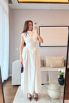 VATKALI OMUZ DRAPELİ BEL DETAYLI MAXİ ELBİSE