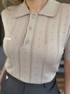 Desenli Yakalı Triko T-Shirt