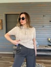 Desenli Yakalı Triko T-Shirt