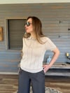 Desenli Yakalı Triko T-Shirt