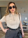 Desenli Yakalı Triko T-Shirt