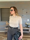 Desenli Yakalı Triko T-Shirt