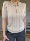 Desenli Yakalı Triko T-Shirt