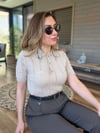 Desenli Yakalı Triko T-Shirt