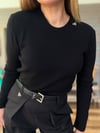 Metal Logolu Fitilli Bisiklet Yaka Triko