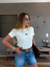 Nakış Logolu Bisiklet Yaka T-Shirt