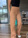 Nakış Logolu Geniş Paça Süet Pantolon