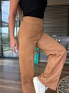Nakış Logolu Geniş Paça Süet Pantolon
