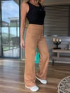 Nakış Logolu Geniş Paça Süet Pantolon