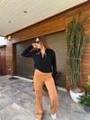 Nakış Logolu Geniş Paça Süet Pantolon
