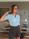 Nakış Logolu Örme Triko Yakalı T-Shirt