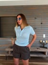 Nakış Logolu Örme Triko Yakalı T-Shirt