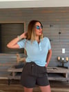 Nakış Logolu Örme Triko Yakalı T-Shirt