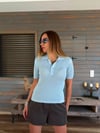Nakış Logolu Örme Triko Yakalı T-Shirt