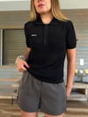 Nakış Logolu Örme Triko Yakalı T-Shirt