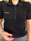 Nakış Logolu Örme Triko Yakalı T-Shirt