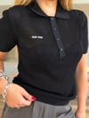 Nakış Logolu Örme Triko Yakalı T-Shirt